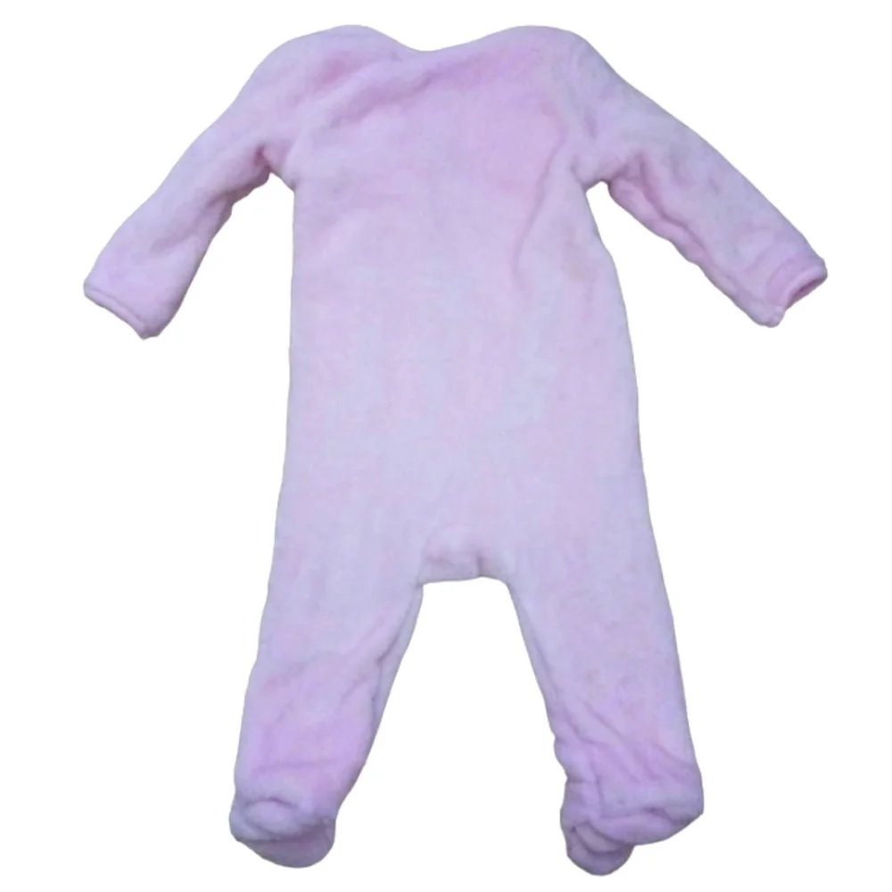 Absorba Super Soft Pink Velour Zippered Footed Onesie